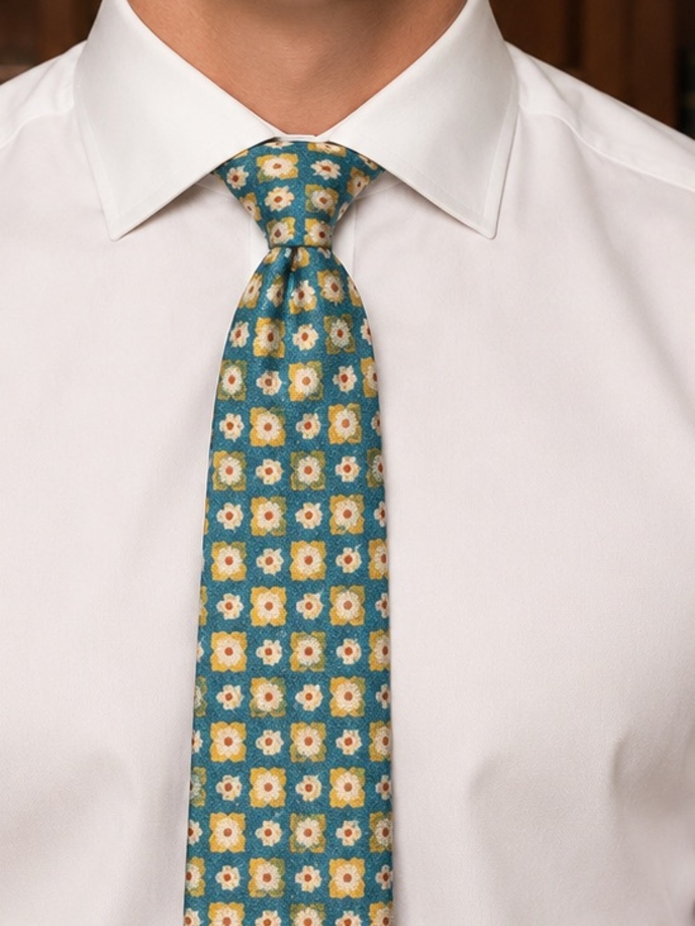 Sartorio by Kiton Teal Geometric Silk Tie